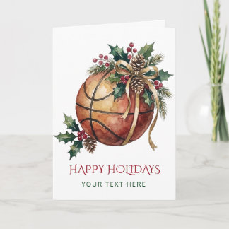 Basketbal Krans Boog Kerstmis Feestdagen Kaart
