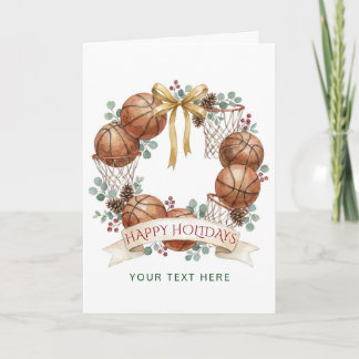 Basketbal Krans Boog Kerstmis Feestdagen Kaart