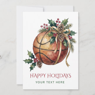 Basketbal Krans Boog Kerstmis Feestdagenkaart