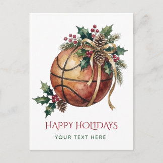 Basketbal Krans Boog Kerstmis Feestdagenkaart