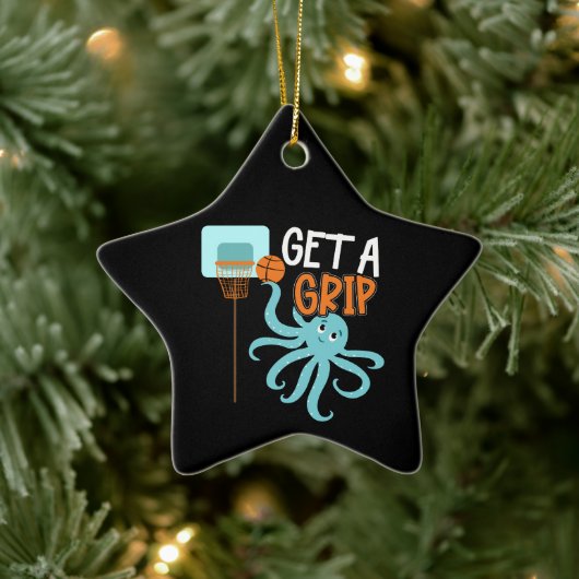 Basketbal Krijg een Grip Octopus Quote Keramisch Ornament (Boom)
