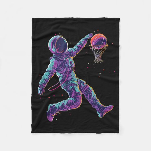 Basketbal kunstwerk Astronaut Slam Dunk Ball Playe Fleece Deken (Voorkant)