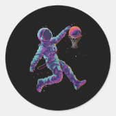 Basketbal kunstwerk Astronaut Slam Dunk Ball Playe Ronde Sticker (Voorkant)
