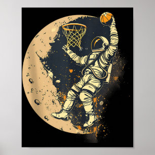 Basketbal Kunstwerk Astronaut Tekenen Basketbal Lo Poster