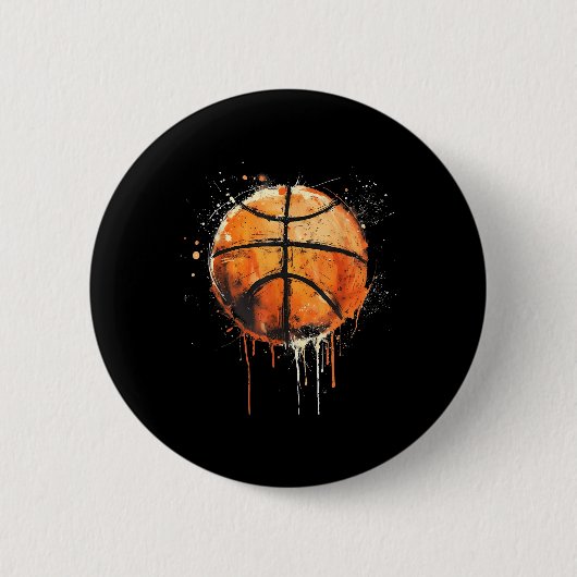 Basketbal kunstwerk Basketbal Hoop Kleurrijk Water Ronde Button 5,7 Cm (Voorkant)