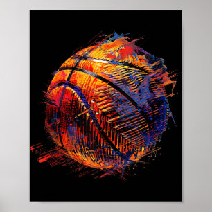 Basketbal kunstwerk Basketbal Hoop Tekenen Bal P Poster