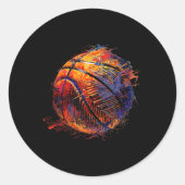 Basketbal kunstwerk Basketbal Hoop Tekenen Bal P Ronde Sticker (Voorkant)