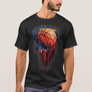 Basketbal kunstwerk Basketbal Hoop Waterverf Colo T-shirt