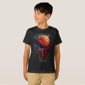Basketbal kunstwerk Basketbal Hoop Waterverf Colo T-shirt (Voorkant volledig)
