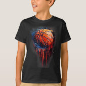 Basketbal kunstwerk Basketbal Hoop Waterverf Colo T-shirt (Voorkant)