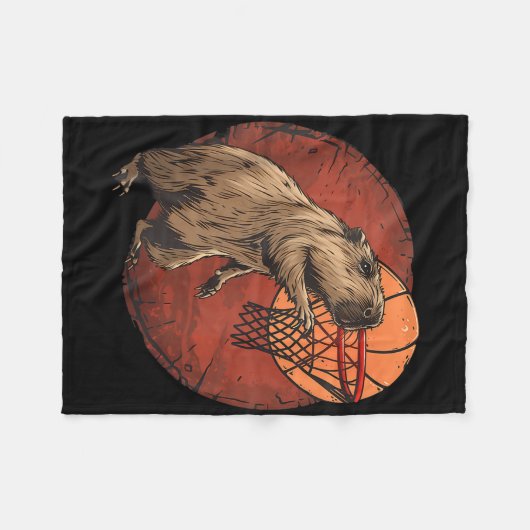 Basketbal kunstwerk Basketbal liefhebber Capybara Fleece Deken (Voorkant (Horizontaal))