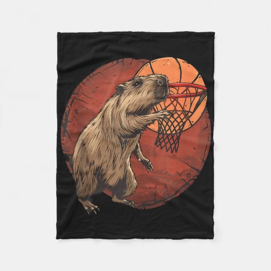 Basketbal kunstwerk Basketbal liefhebber Capybara  Fleece Deken (Voorkant)