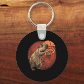 Basketbal kunstwerk Basketbal liefhebber Capybara  Sleutelhanger (Voorkant)