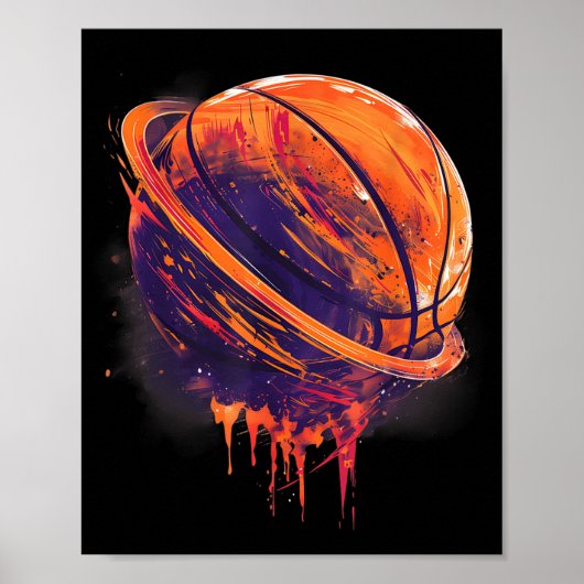 Basketbal kunstwerk Basketbal liefhebber Planet Wa Poster (Voorkant)