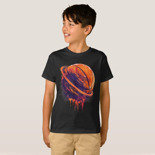 Basketbal kunstwerk Basketbal liefhebber Planet Wa T-shirt (Voorkant volledig)