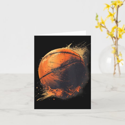 Basketbal kunstwerk Basketbal liefhebber Tekenen W Kaart (Gele Bloem)