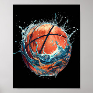 Basketbal kunstwerk Basketbal liefhebber Tekenen W Poster