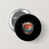 Basketbal kunstwerk Basketbal liefhebber Tekenen W Ronde Button 5,7 Cm (Voorkant /achterkant)