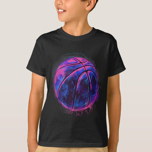 Basketbal kunstwerk Basketbal liefhebber Tekenen W T-shirt (Voorkant)