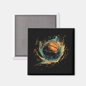 Basketbal kunstwerk Basketbal liefhebber Waterverf Magneet (Voorkant / Achterkant)