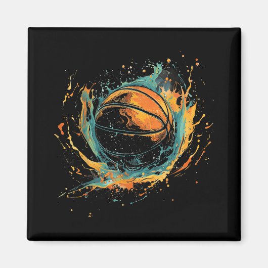 Basketbal kunstwerk Basketbal liefhebber Waterverf Magneet (Voorkant)