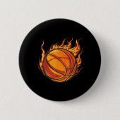 Basketbal kunstwerk Basketbal Lover Flaming Hot Dr Ronde Button 5,7 Cm (Voorkant)