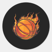 Basketbal kunstwerk Basketbal Lover Flaming Hot Dr Ronde Sticker (Voorkant)