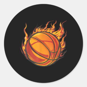Basketbal kunstwerk Basketbal Lover Flaming Hot Dr Ronde Sticker