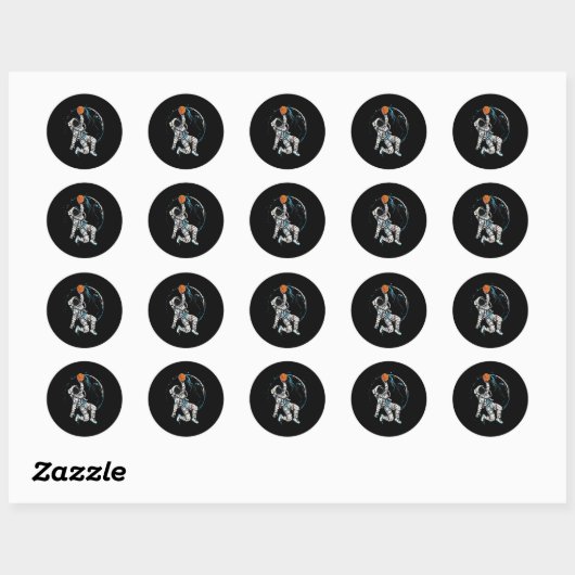 Basketbal kunstwerk Basketbal Speler Astronaut Dra Ronde Sticker (Vel)