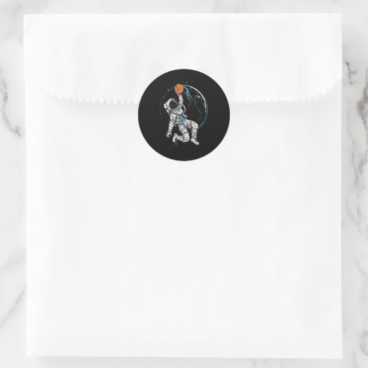 Basketbal kunstwerk Basketbal Speler Astronaut Dra Ronde Sticker (Tas)
