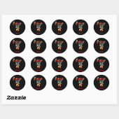 Basketbal kunstwerk Jouw naam Zwart Rood Ronde Sticker (Vel)