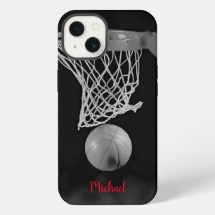 Basketbal Kunstwerk Uw Naam Zwart Wit Rood iPhone 13 Hoesje