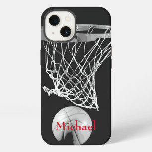 Basketbal Kunstwerk Uw Naam Zwart Wit Rood iPhone 13 Hoesje