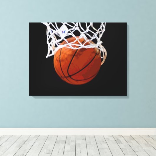 Basketbal Kunstwerk Verpakt Canvas (Insitu (Houten vloer))
