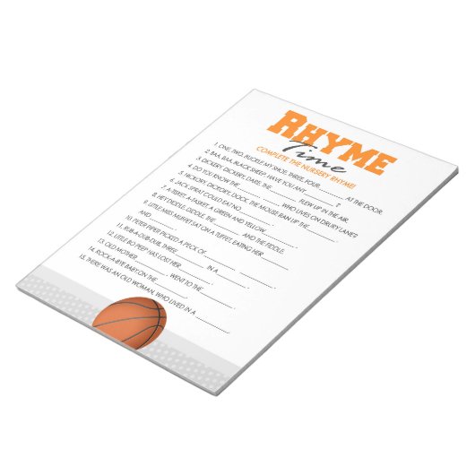Basketbal Kwekerij Rhyme Baby shower Game Pack Notitieblok (Schuin)