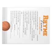 Basketbal Kwekerij Rhyme Baby shower Game Pack Notitieblok (Voorkant)