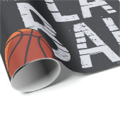 Basketbal laat bal spelen geboren om sport te winn cadeaupapier (Rol Hoek)