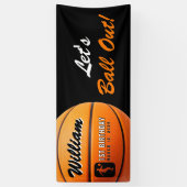 Basketbal laten we bal uit verjaardagsfeestje spandoek (Verticaal)