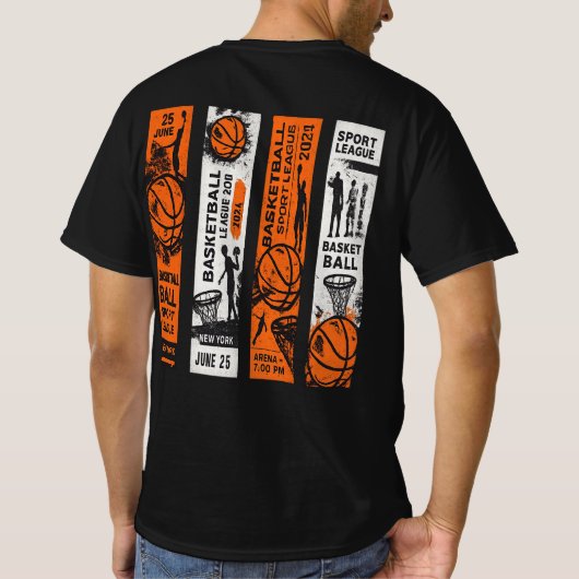 Basketbal League Achterkant Print T-shirt (Achterkant)