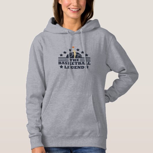 Basketbal legende speler blauw en sinaasappel bal hoodie (Voorkant)