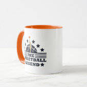 Basketbal legende speler blauw en sinaasappel bal mok (Voorkant links)