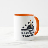 Basketbal legende speler blauw en sinaasappel bal mok (Voorkant rechts)