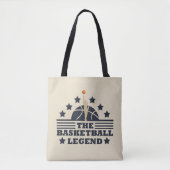 Basketbal legende speler blauw en sinaasappel bal tote bag (Voorkant)