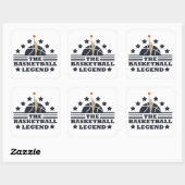 Basketbal legende speler blauw en sinaasappel bal vierkante sticker (Vel)