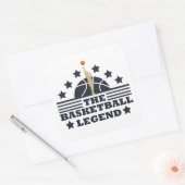 Basketbal legende speler blauw en sinaasappel bal vierkante sticker (Envelop)