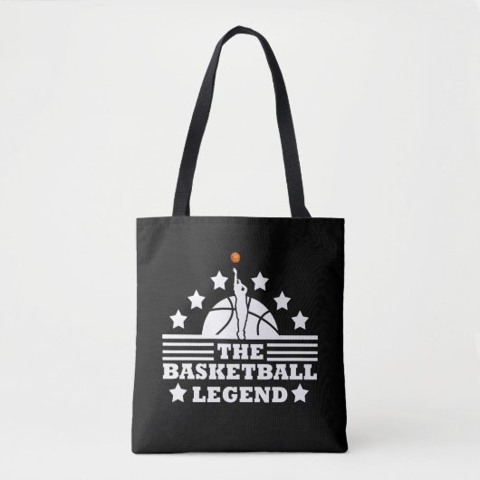 Basketbal legende speler wit sinaasappel bal tote bag (Voorkant)