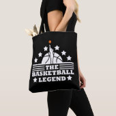 Basketbal legende speler wit sinaasappel bal tote bag (Dichtbij)