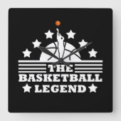 Basketbal legende speler wit sinaasappel bal vierkante klok (Voorkant)