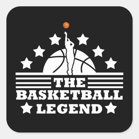 Basketbal legende speler wit sinaasappel bal vierkante sticker (Voorkant)