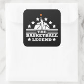 Basketbal legende speler wit sinaasappel bal vierkante sticker (Tas)